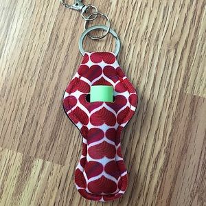 Heart Pattern Lip Balm Holder Keychain